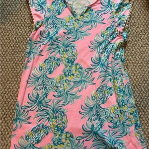 Lilly Pulitzer Pink Dress with Teal Pineapple Print